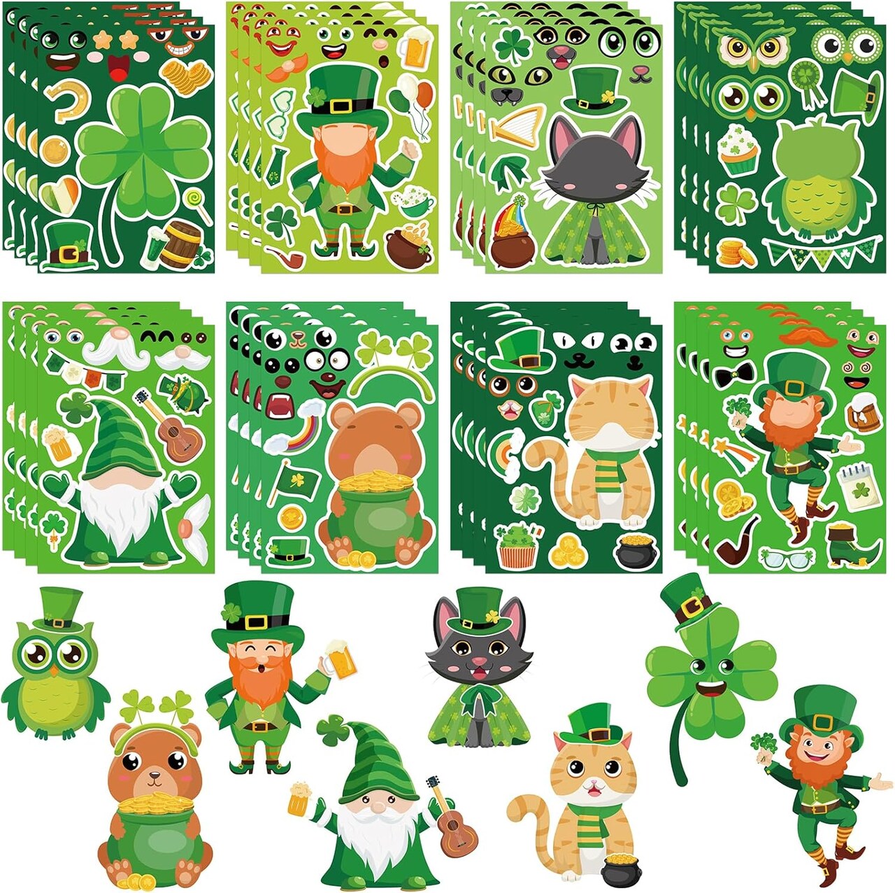 32 Sheets St. Patrick's Day Stickers – DIY Irish Sticker Kits for Kids, Birthday Party Favors & Creative Art Crafts Supplies
